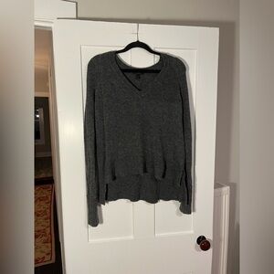 J. Crew Gray Wool Blend Oversized V-neck Sweater Small
